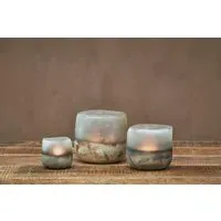 Ngolo Small Tealight Holder - Aged Smoke, Recycled Glass