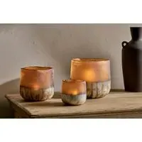 Ngolo Small Tealight Holder - Amber, Recycled Glass