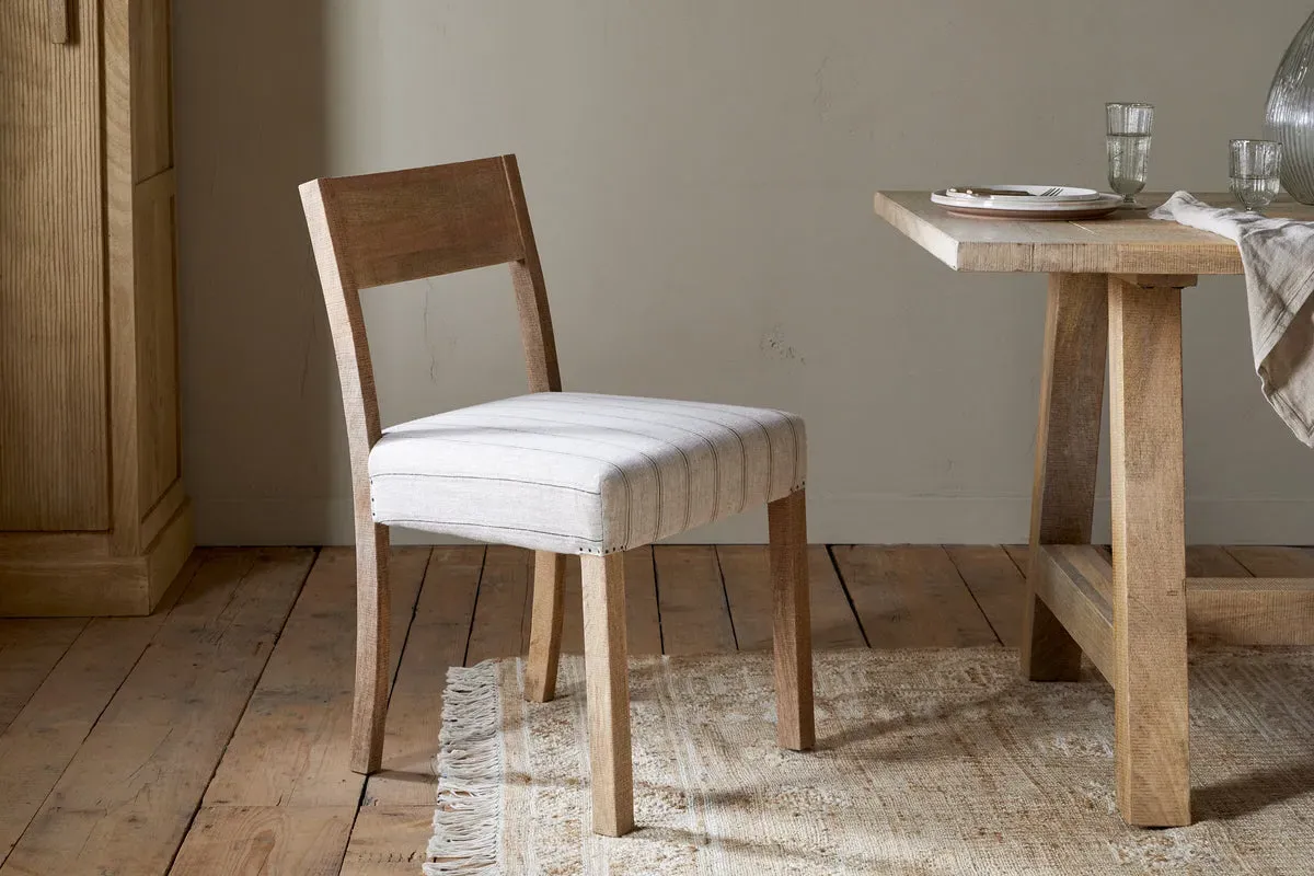 Nidhi Upholstered Dining Chair - Natural Linen, Mango Wood product