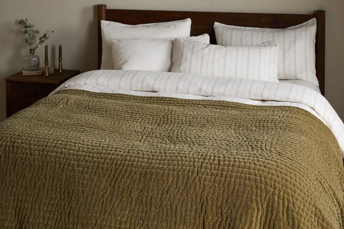 Nidra Bed Quilt - Moss, Velvet