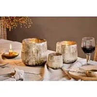 Nimit Large Tealight Holder - Antique Gold, Recycled Glass