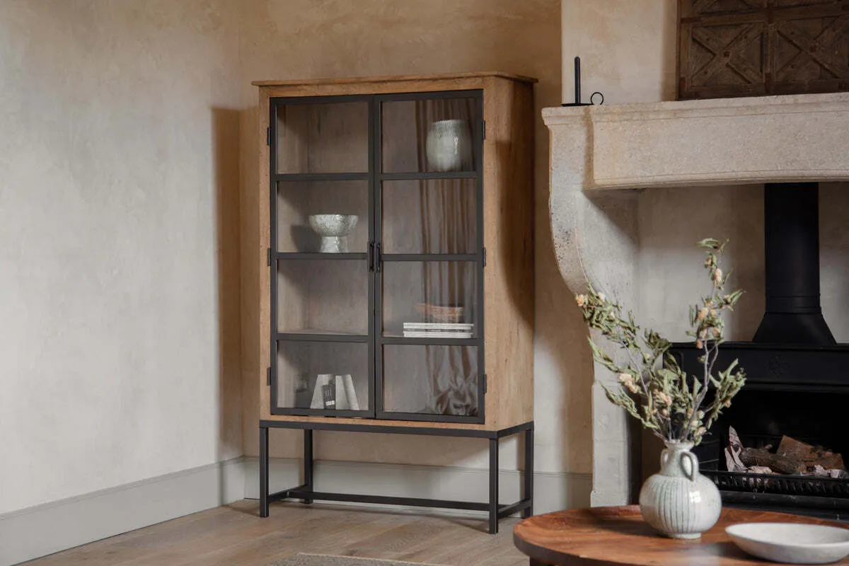 Nirvi Wood & Iron Cabinet - Black, Mango Wood product