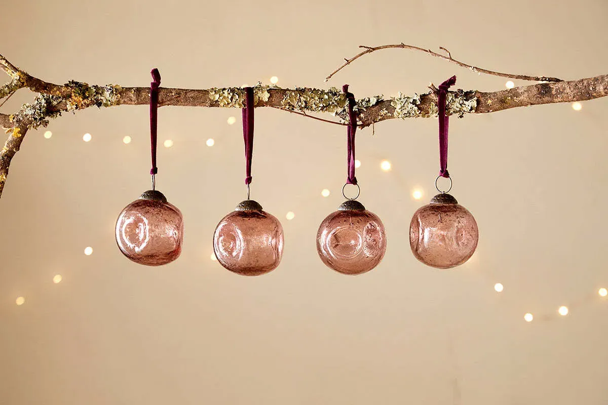 Nishan Pinched Baubles Set of 4 - Copper, Recycled Glass product