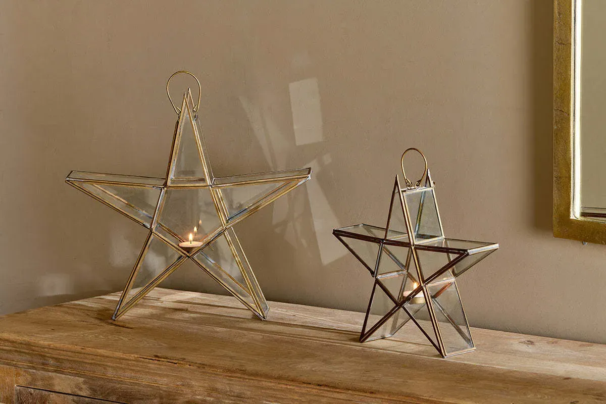 Nkuku Sanwi Medium Standing Star Lantern - Antique Brass product