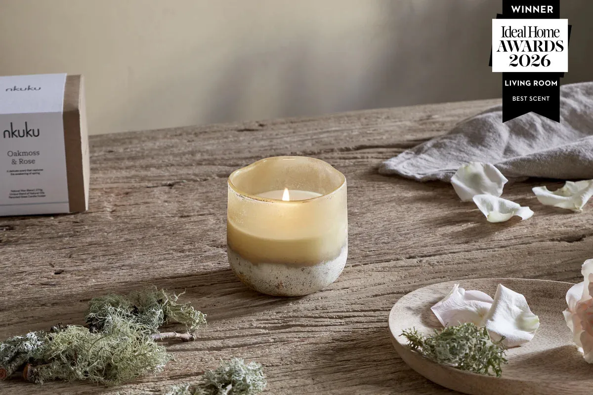 Oakmoss & Rose 1-Wick Scented Candle - Yellow, Glass product