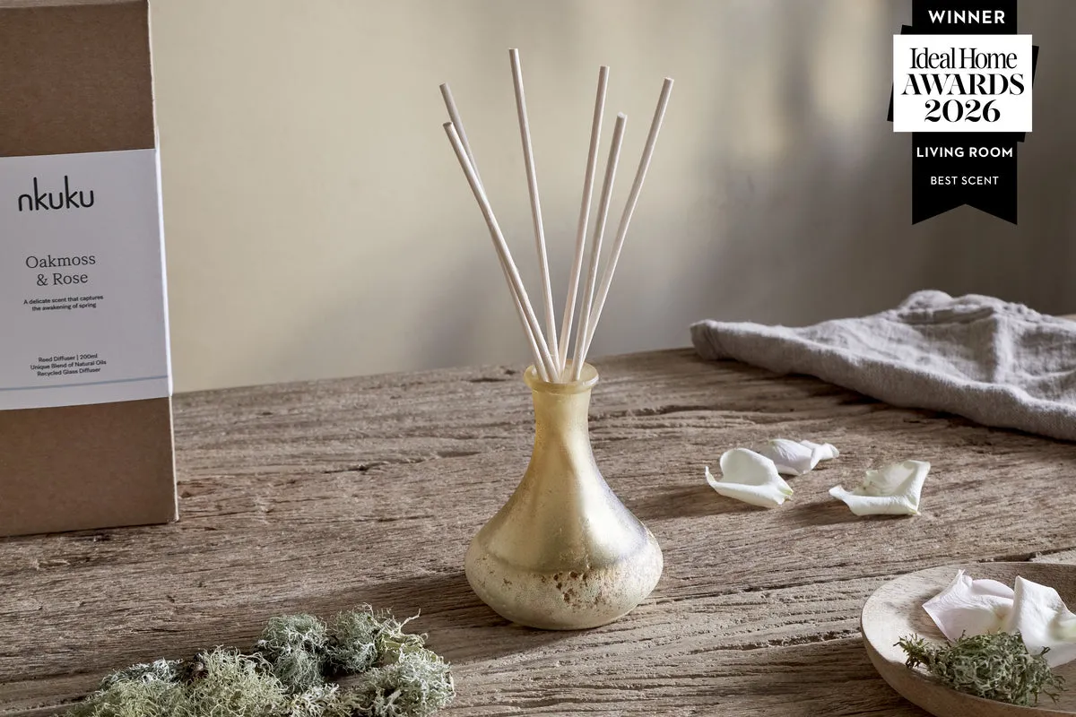 Oakmoss & Rose Scented Reed Diffuser - Yellow, Glass product