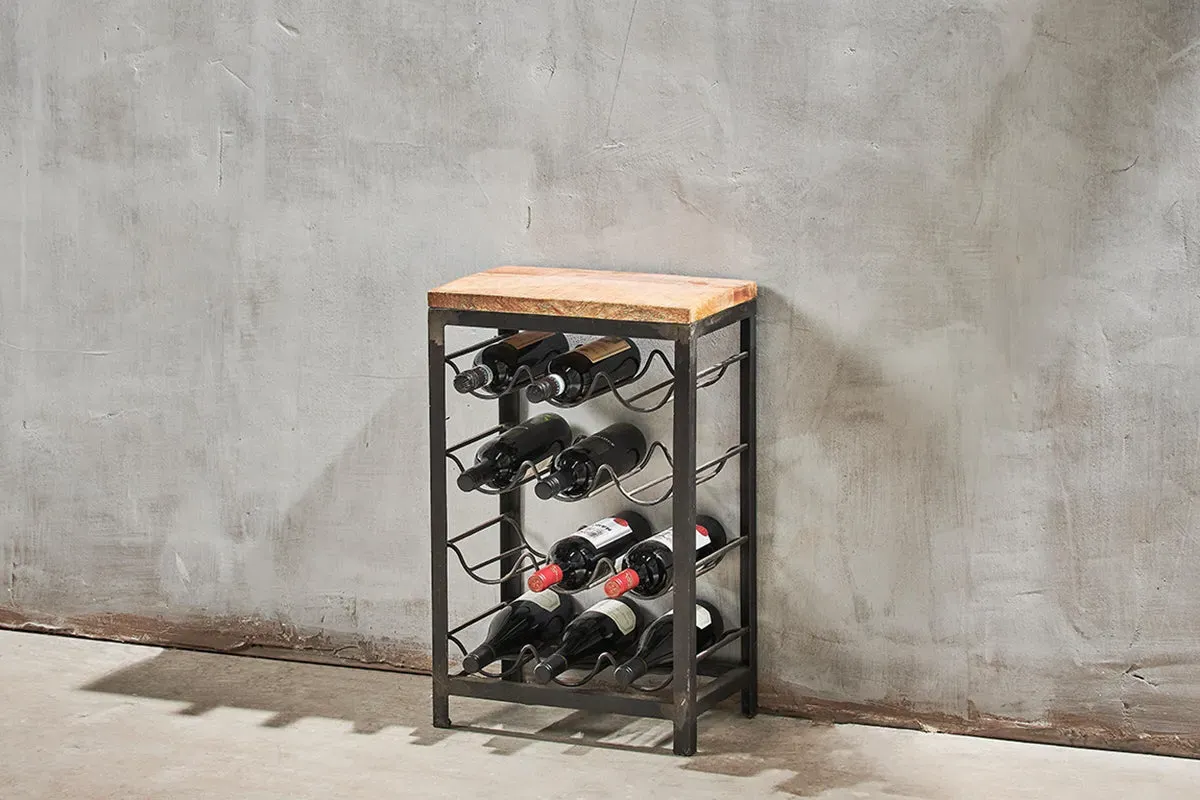 Obra Small Wine Rack - Mango Wood, Iron image