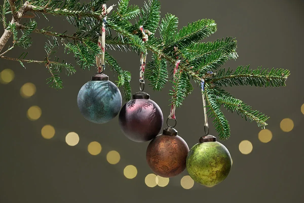 Oko Small Christmas Baubles Set of 4 - Mixed Colours product