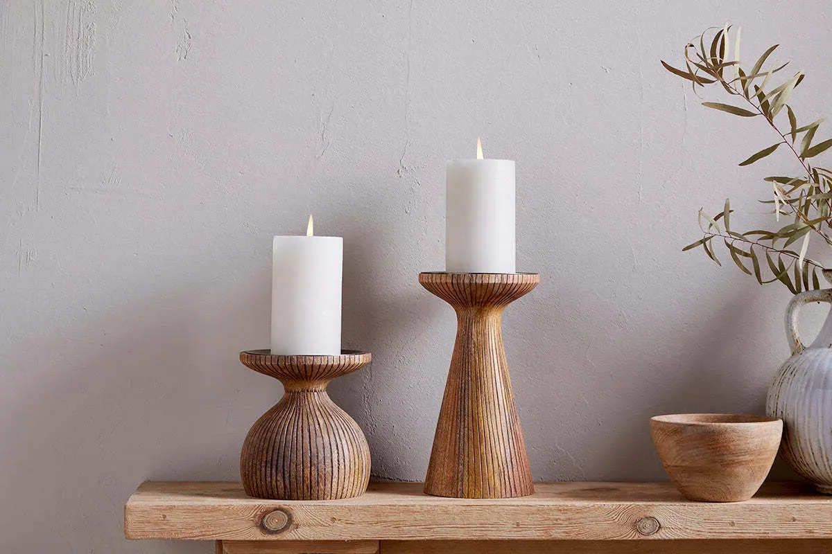 Omari Small Candlestick - Natural, Mango Wood product