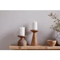 Omari Small Candlestick - Natural, Mango Wood