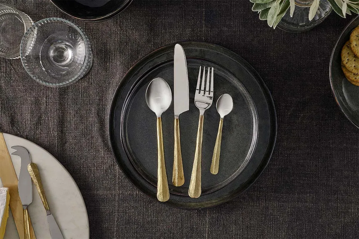 Osko Cutlery Set 16 Piece - Brushed Gold image