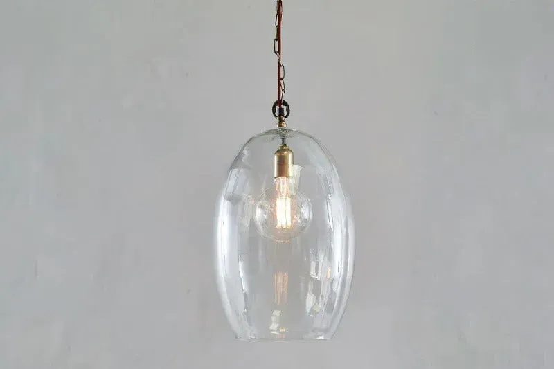 Otoro Large Oval Pendant Light - Clear, Recycled Glass