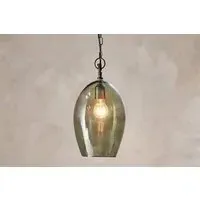 Otoro Large Oval Pendant Light - Green, Recycled Glass