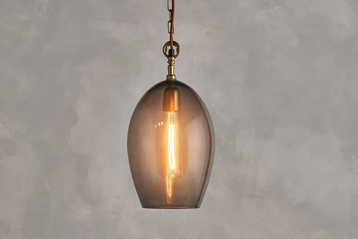 Otoro Large Oval Pendant Light - Smoke, Recycled Glass