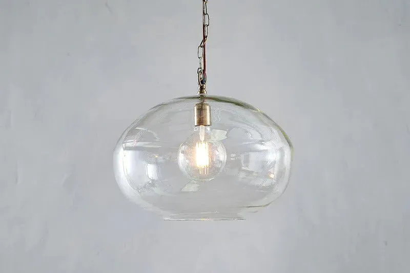 Otoro Large Round Pendant Light - Clear, Recycled Glass