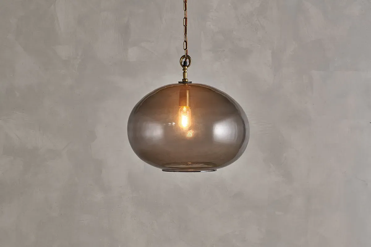 Otoro Large Round Pendant Light - Smoke, Recycled Glass