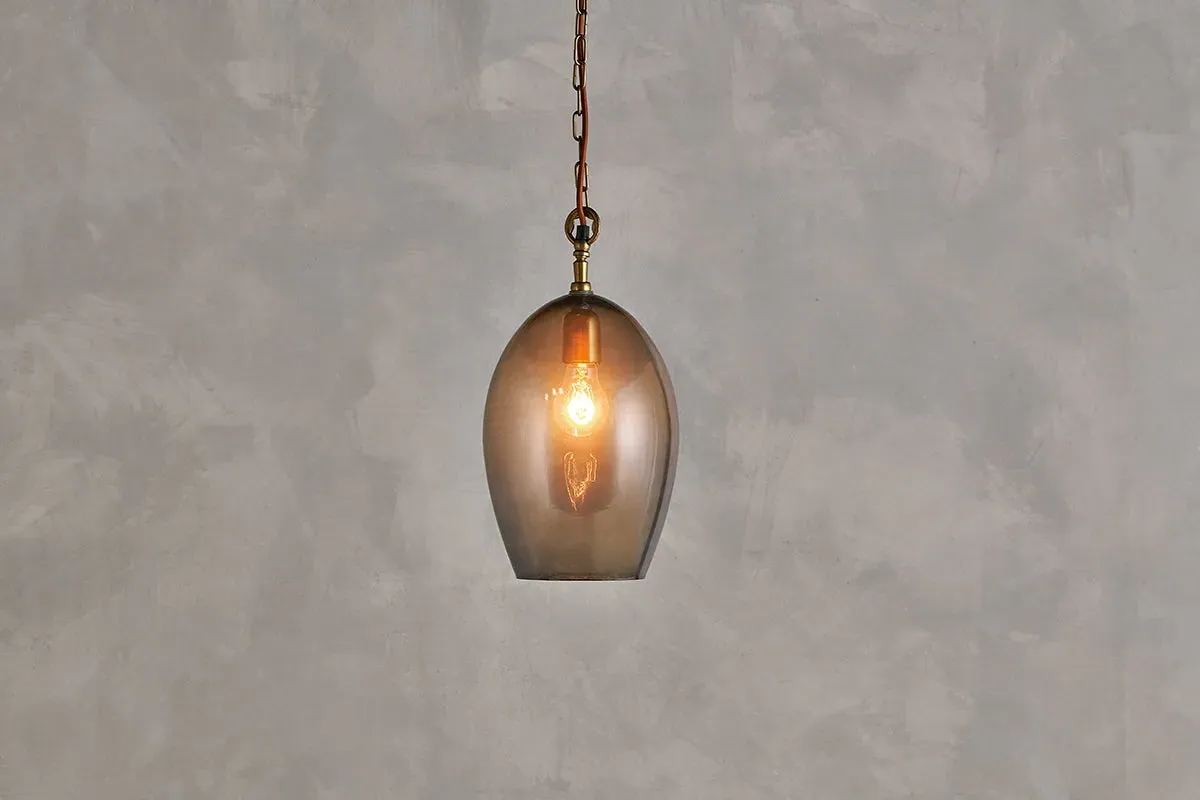 Otoro Small Oval Pendant Light - Smoke, Recycled Glass