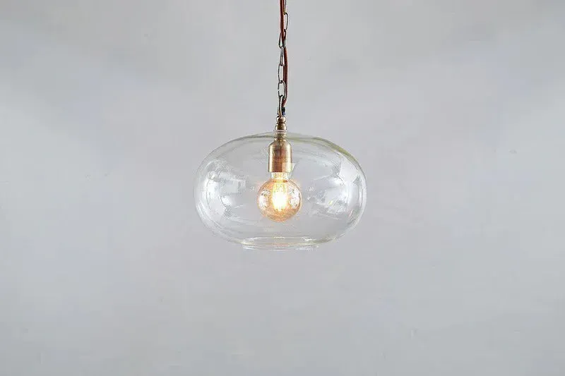 Otoro Small Round Pendant Light - Clear, Recycled Glass