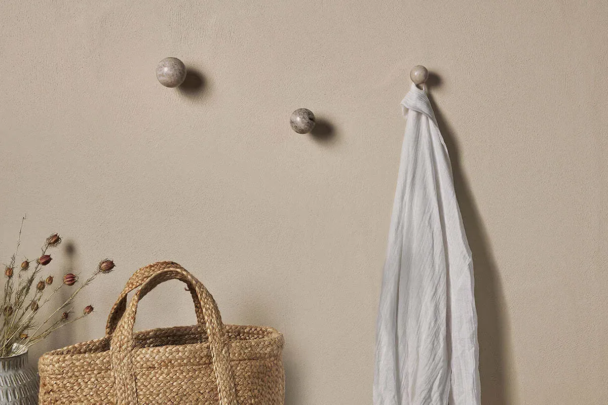 Paladi Medium Round Wall Hook - Grey, Marble & Iron product