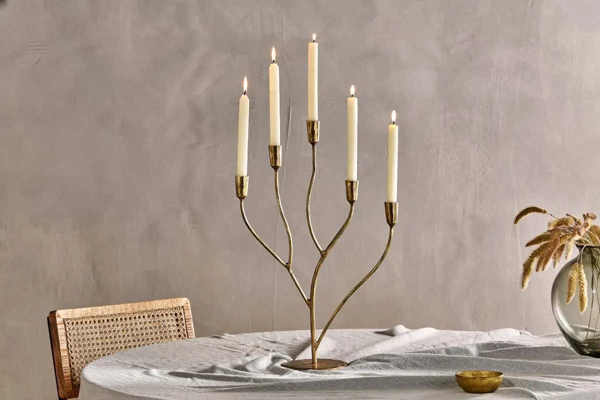 Palani Large Statement Candelabra - Antique Brass
