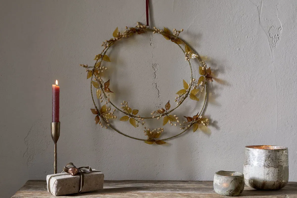 Parili Large Glass Wreath - Ochre by NKUKU