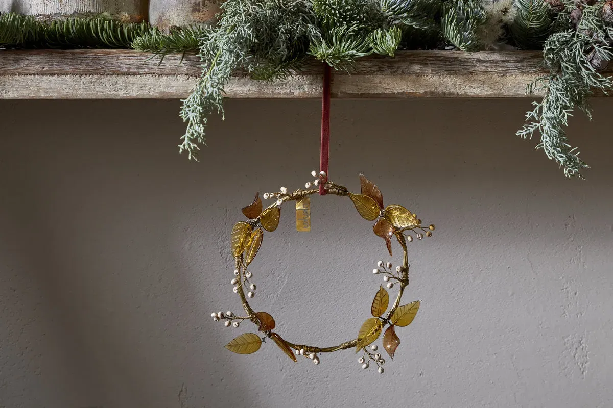 Parili Small Glass Wreath - Ochre by NKUKU