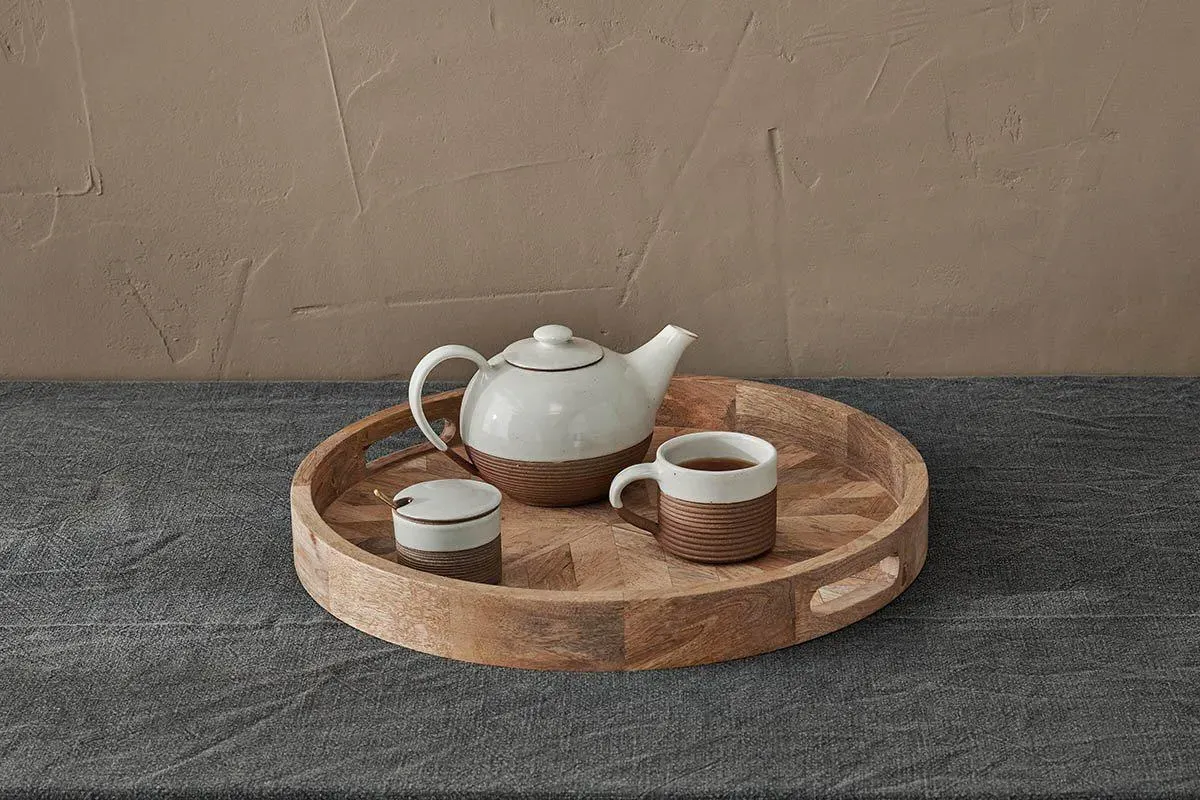 Pawi Round Serving Tray - Natural, Mango Wood