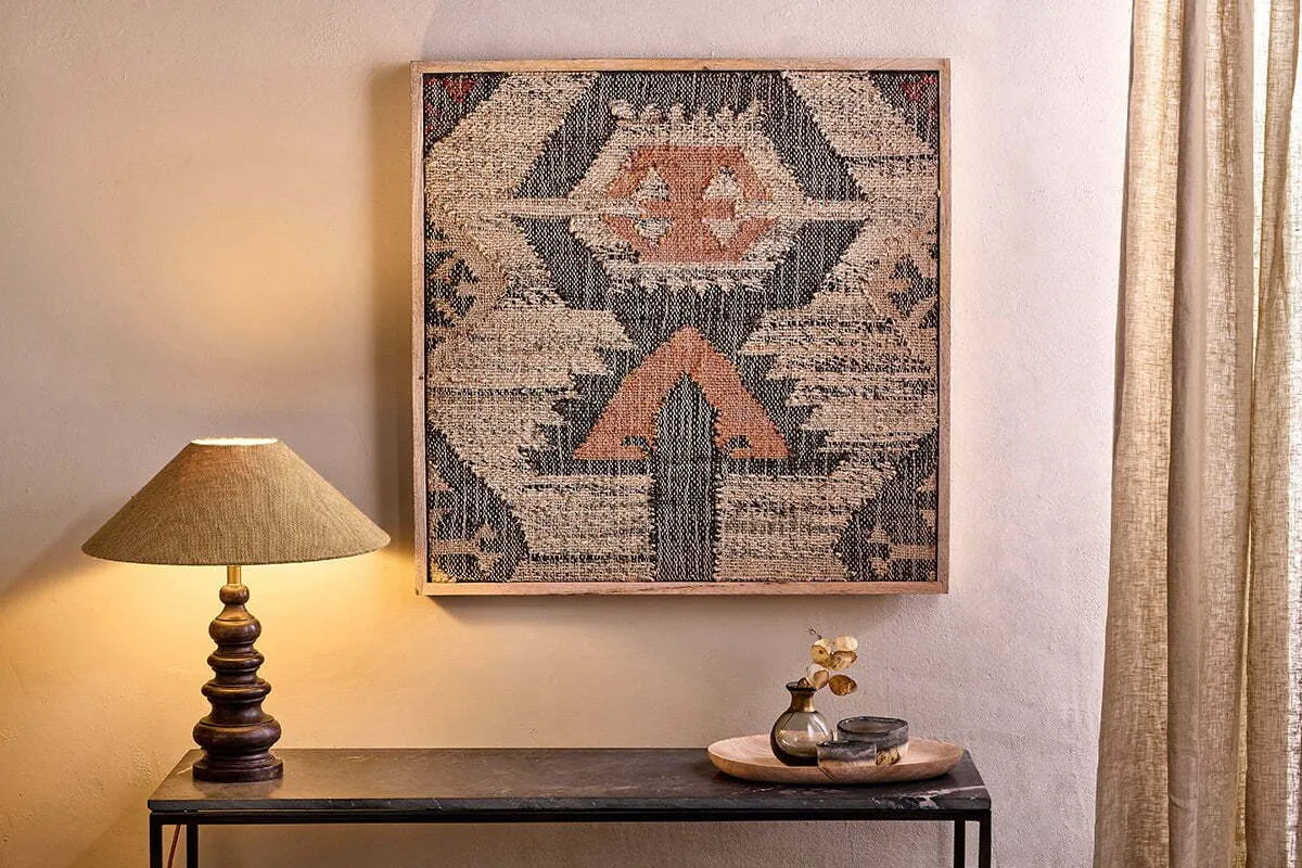Pemali Large Handwoven Kilim Artwork - Natural, Rust & Charcoal product