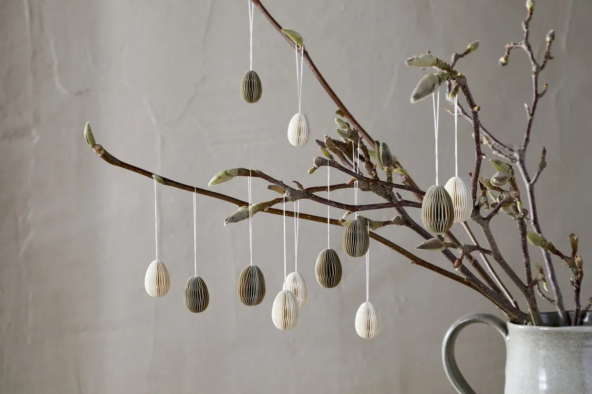 Piani Mini Hanging Paper Decoration Set of 12 - Natural/Moss product