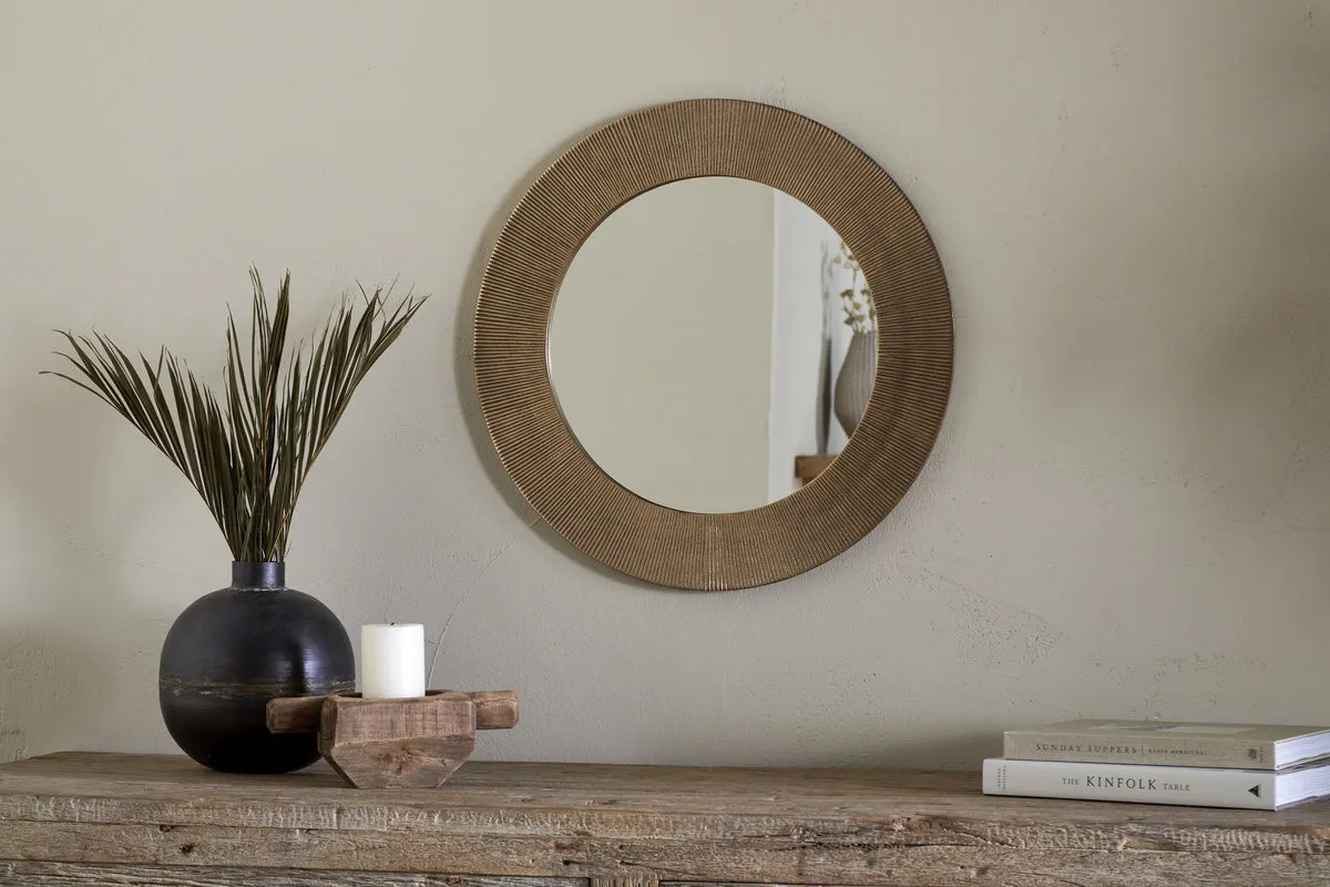 Putali Etched Round Mirror - Antique Brass, Cast Aluminium product