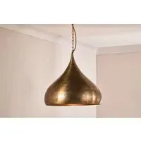 Quinn Large Hammered Metal Pendant Light - Antique Brass
