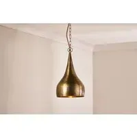 Quinn Small Hammered Metal Pendant Light - Antique Brass