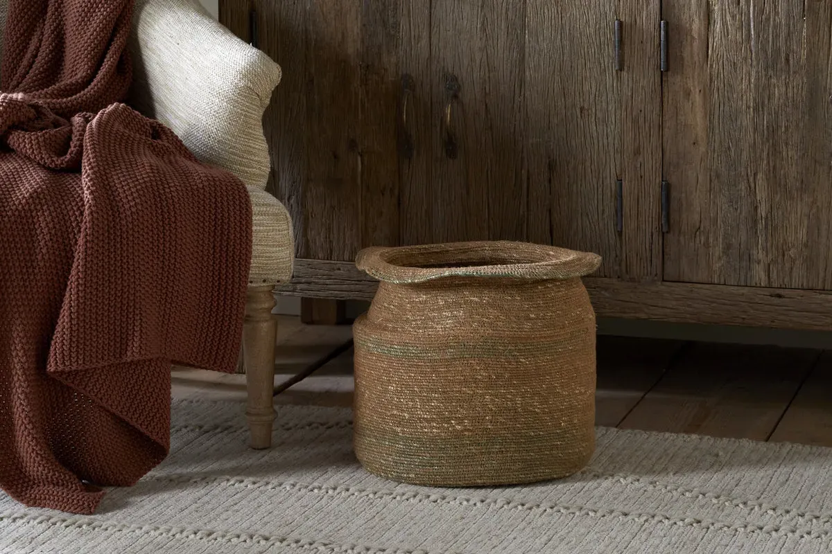 Rana Tall Storage Basket - Natural & Moss, Seagrass product