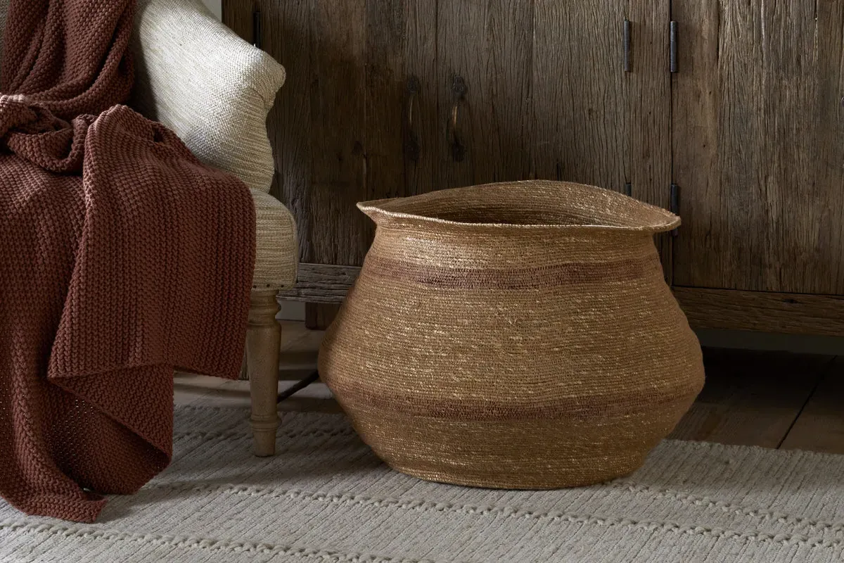 Rana Wide Storage Basket - Natural & Rust, Seagrass product