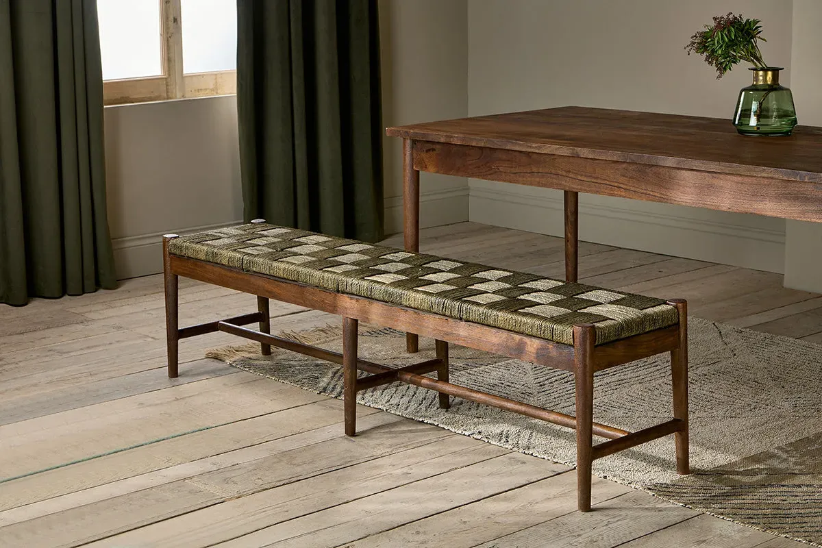 Raunak Large Woven Bench - Washed Walnut, Acacia image