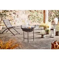 Reclaimed Iron Kadai Fire Bowl with Grill & Stand - Small alternate view