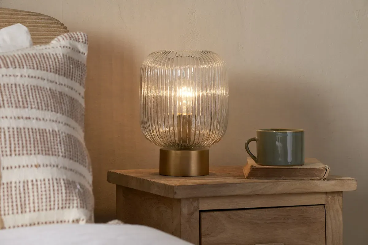 Rizal Fluted Glass Table Lamp - Antique Brass, Clear Glass product
