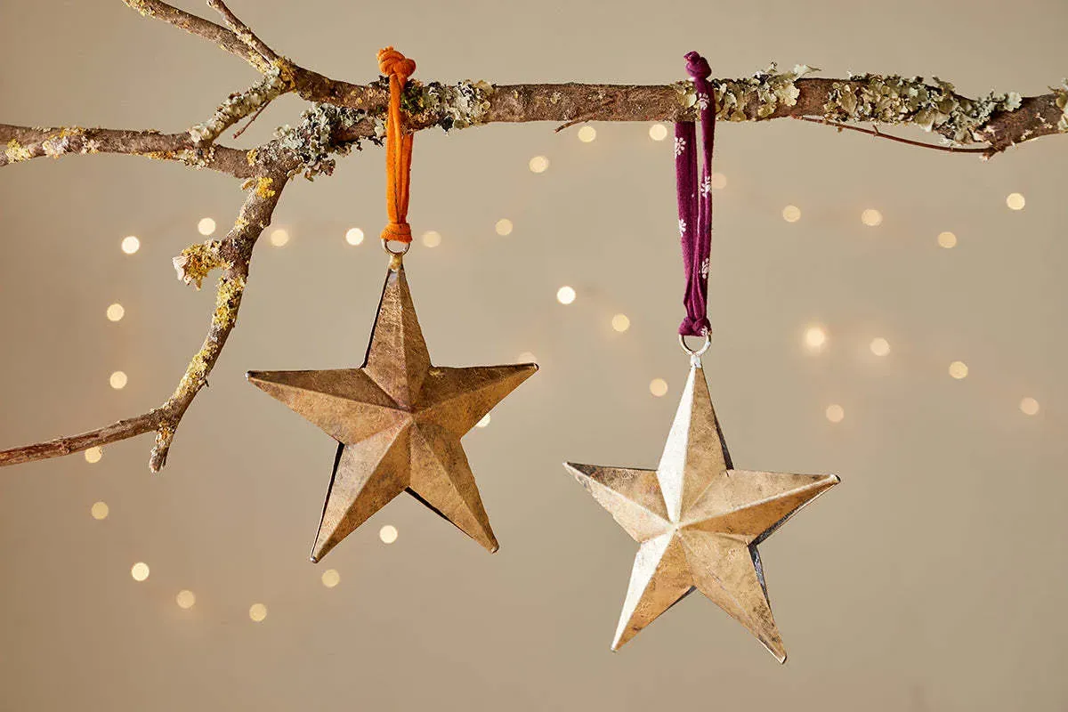 Roshani Star Baubles Set of 2 - Antique Brass image