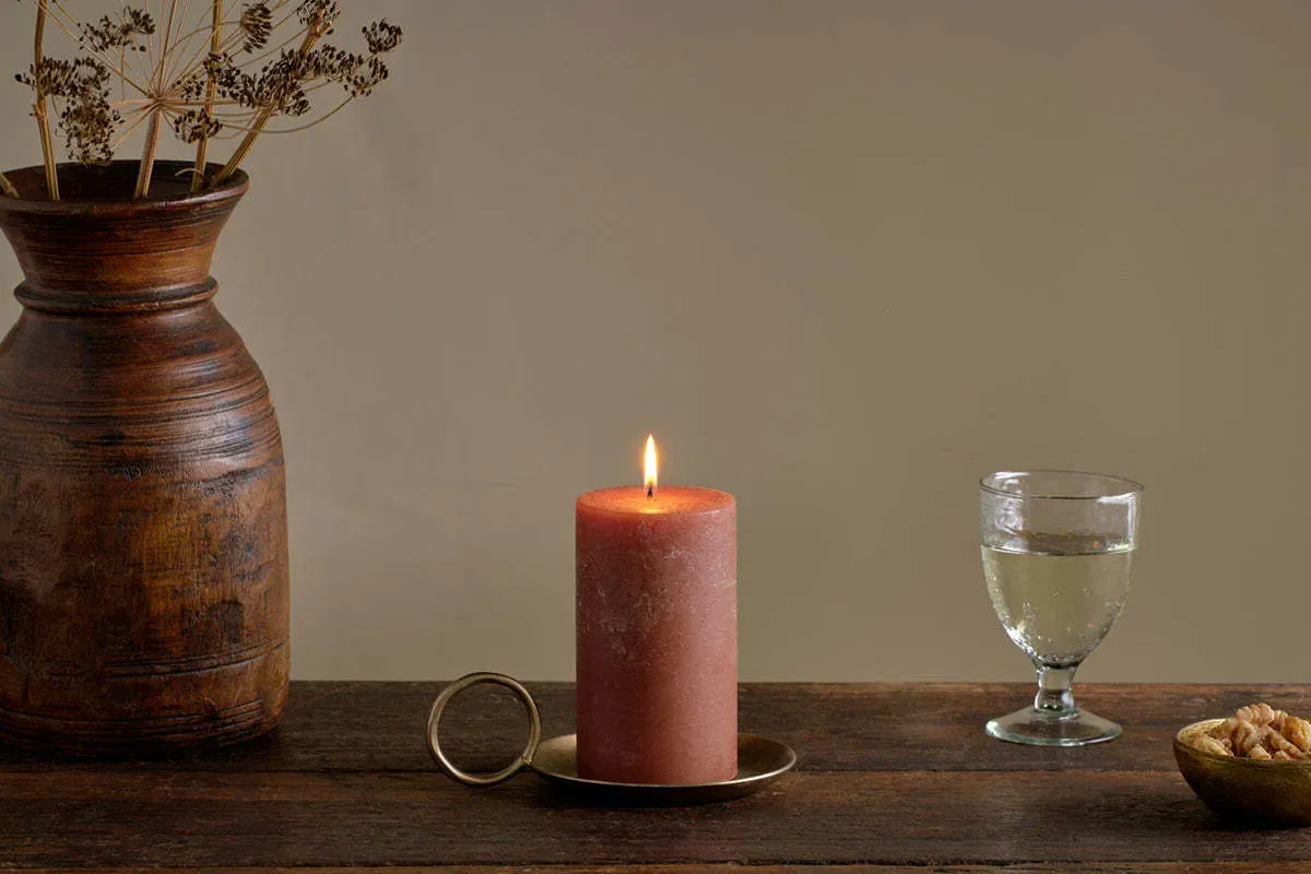 Rustic Soy Blend Small Pillar Candle - Rust product
