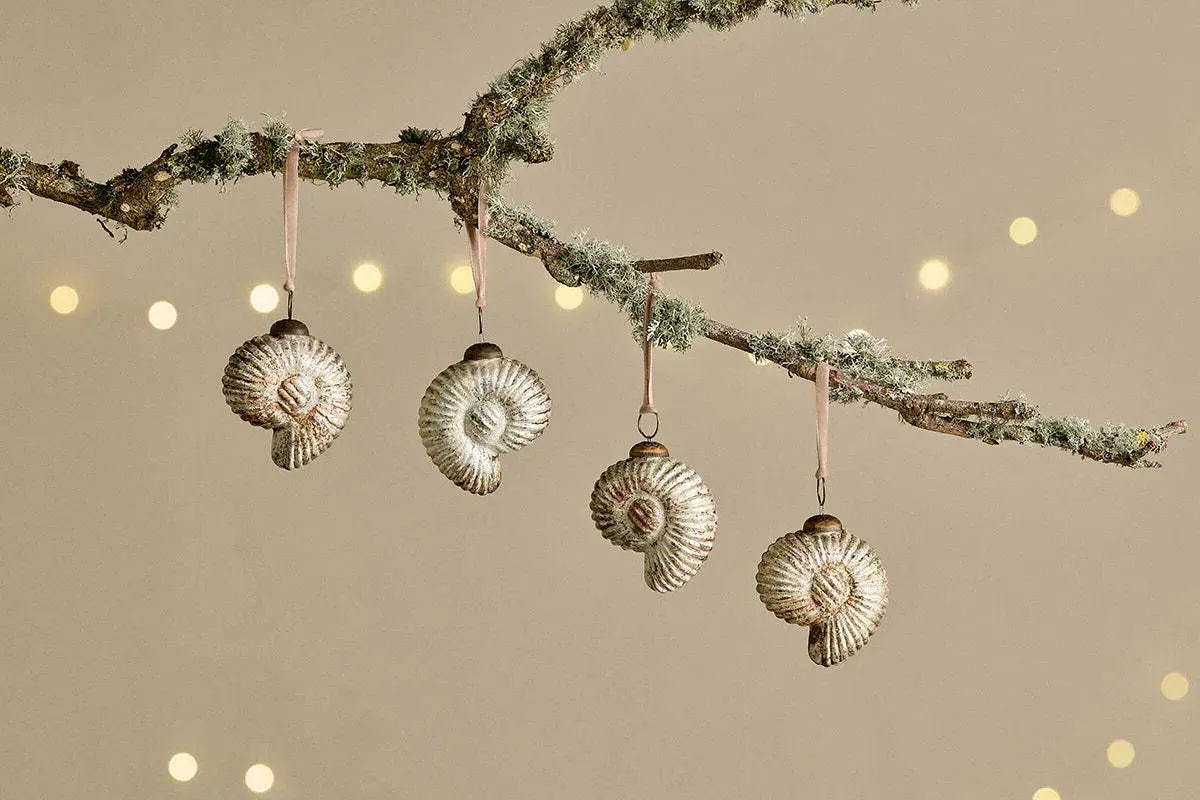 Sachin Shell Baubles Set of 4 - Rustic Gold, Recycled Glass product