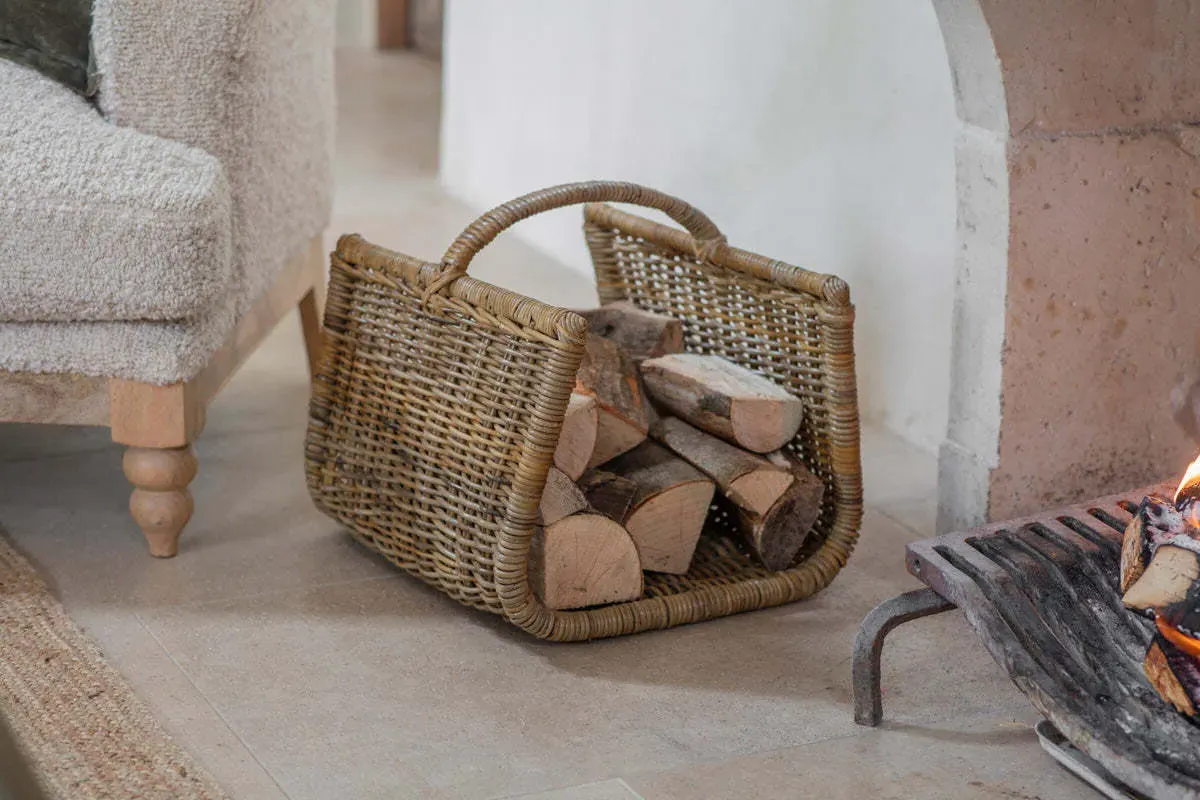 Sadra Rattan Log Basket with Handle - Natural product