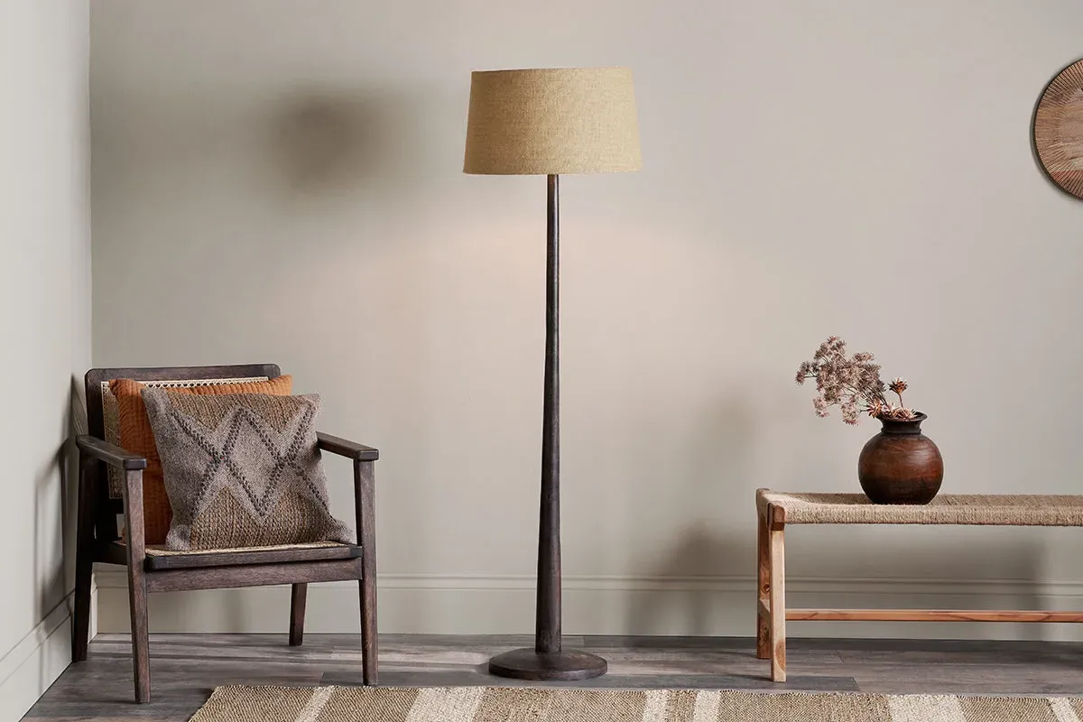 Sahar Floor Lamp - Dark Stain, Mango Wood