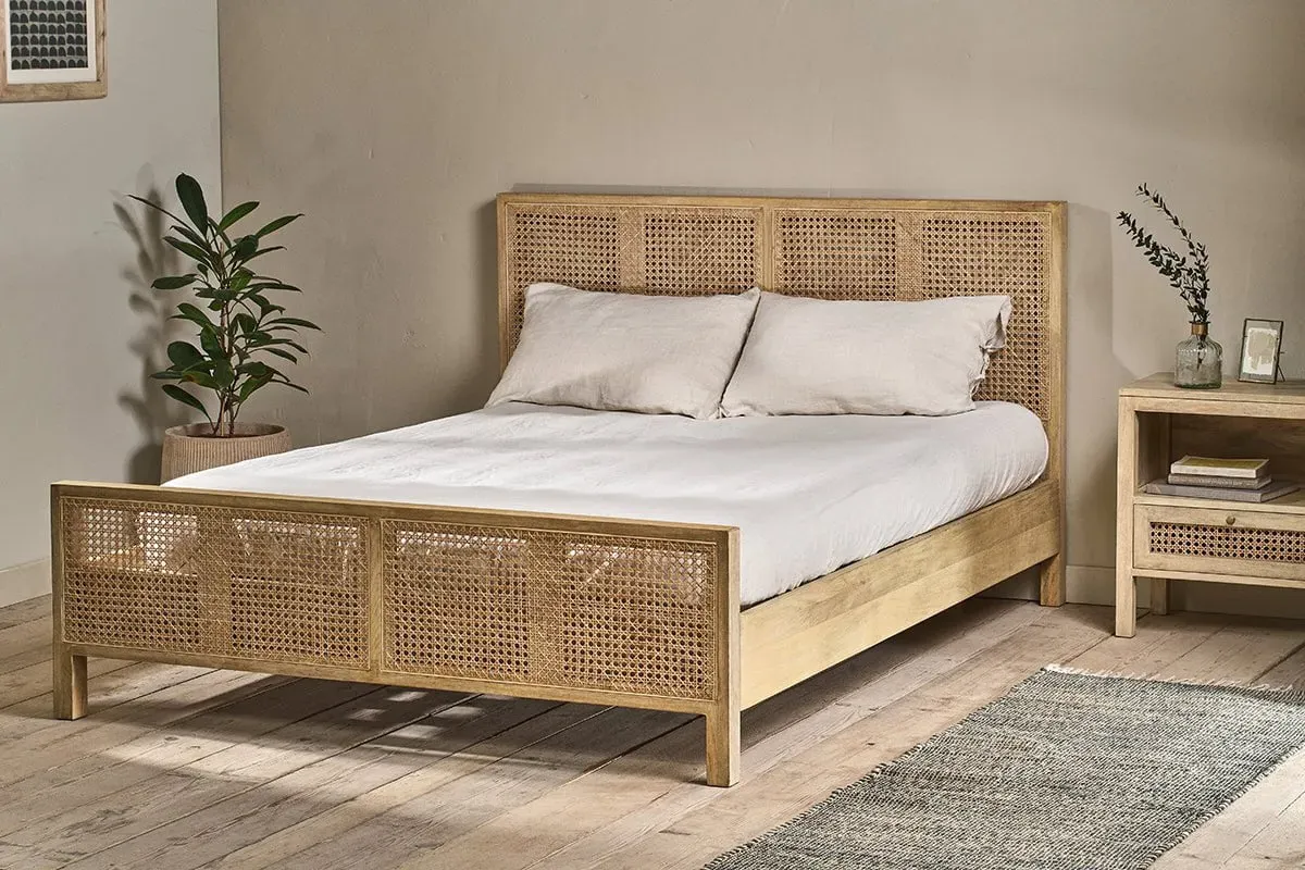 Saharsa Double Bed Frame - Natural, Mango Wood image