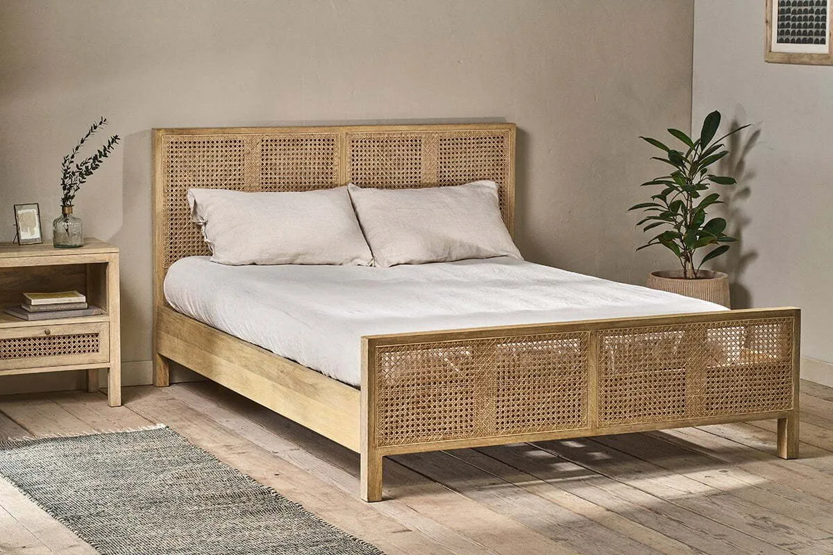 Saharsa Super King Bed Frame - Natural, Cane & Mango Wood product