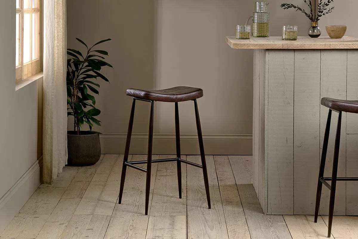 Samaira Leather Counter Stool - Dark Brown image