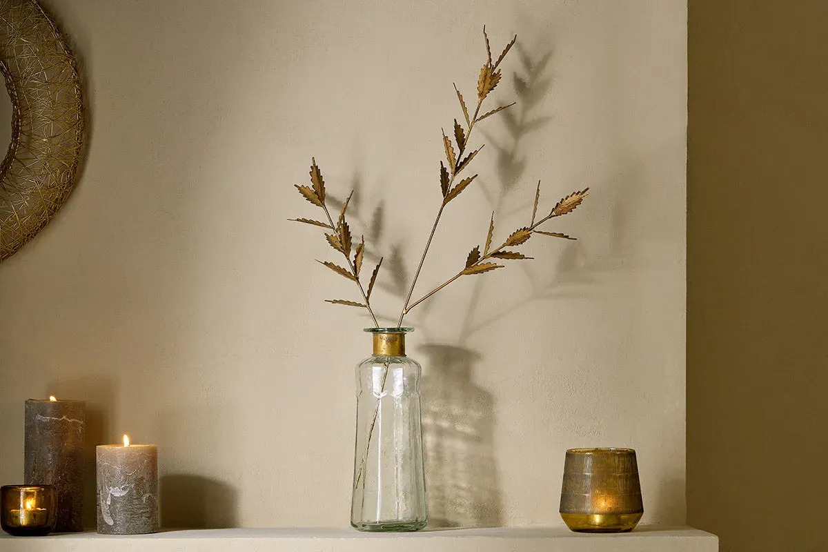 San Stem Leaves Christmas Decoration - Antique Brass