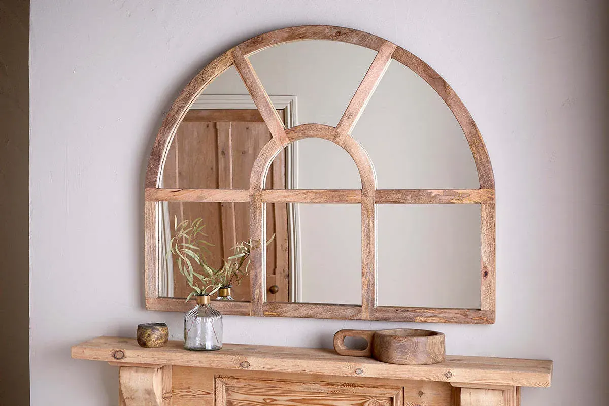 Sande Arched Wall Mirror - Natural, Mango Wood product