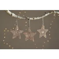 Sangala Wire Star Baubles Set of 3 - Antique Brass by NKUKU, alternate view