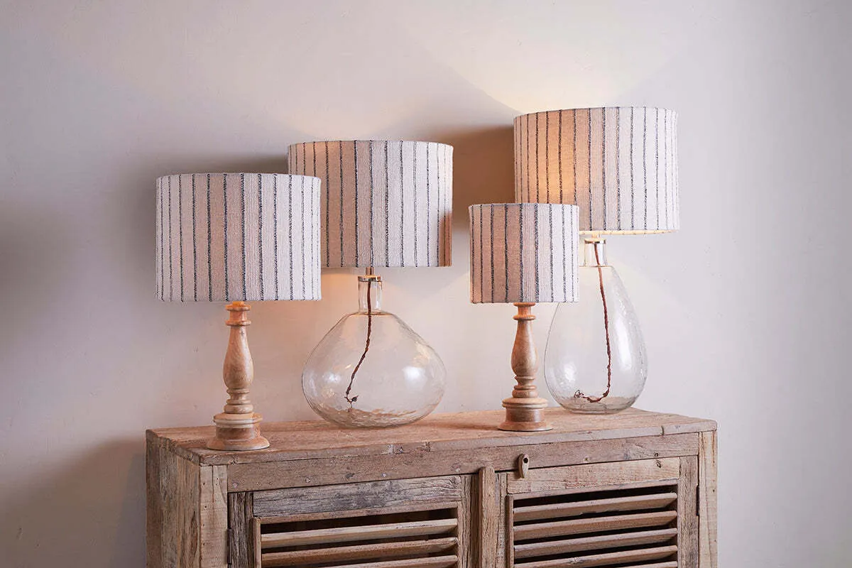 Sanja Small Stripe Lampshade - Off White & Grey, Cotton product