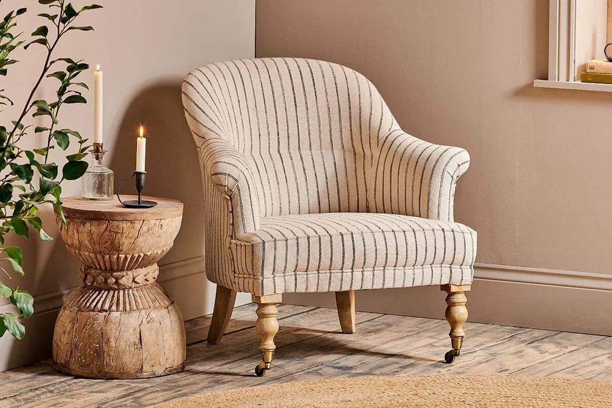 Sanja Stripe Armchair - Charcoal, Linen product